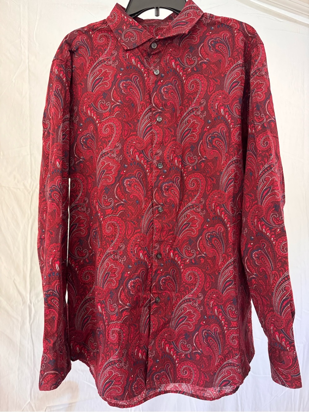 Tasso Elba Red Paisley-Print Button-Down Shirt